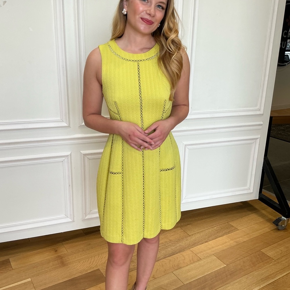 Elegant Yellow Lace Dress - Picture 3 of 6
